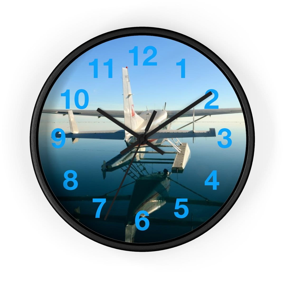 Seaplane Airplane on the Water Wall clock