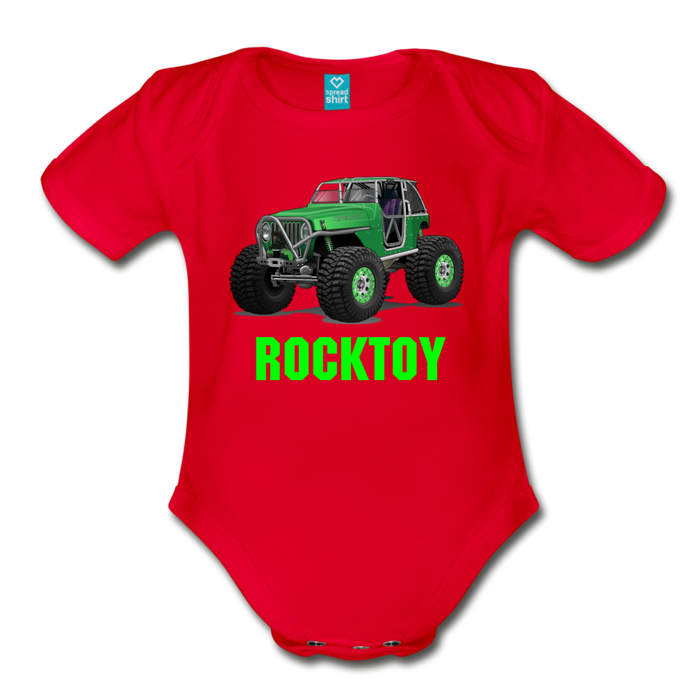 Organic Short Sleeve Baby Bodysuit - red