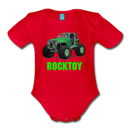 Organic Short Sleeve Baby Bodysuit - red