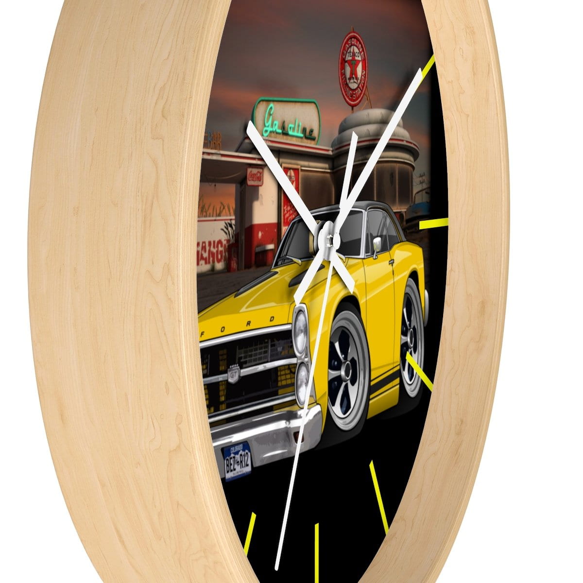 1967 Fairlane Gas Station Route 66 Wall clock