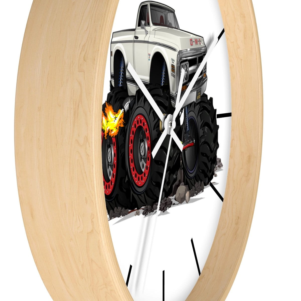 1972 GMC 4X4 Pickup Monster Truck with Rocks Car Art Wall clock
