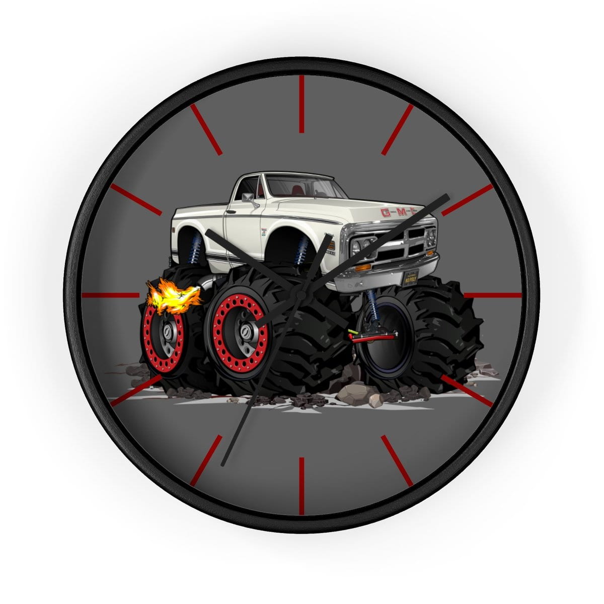 1972 GMC 4x4 Pickup Monster Truck with Rocks Car Art Wall clock