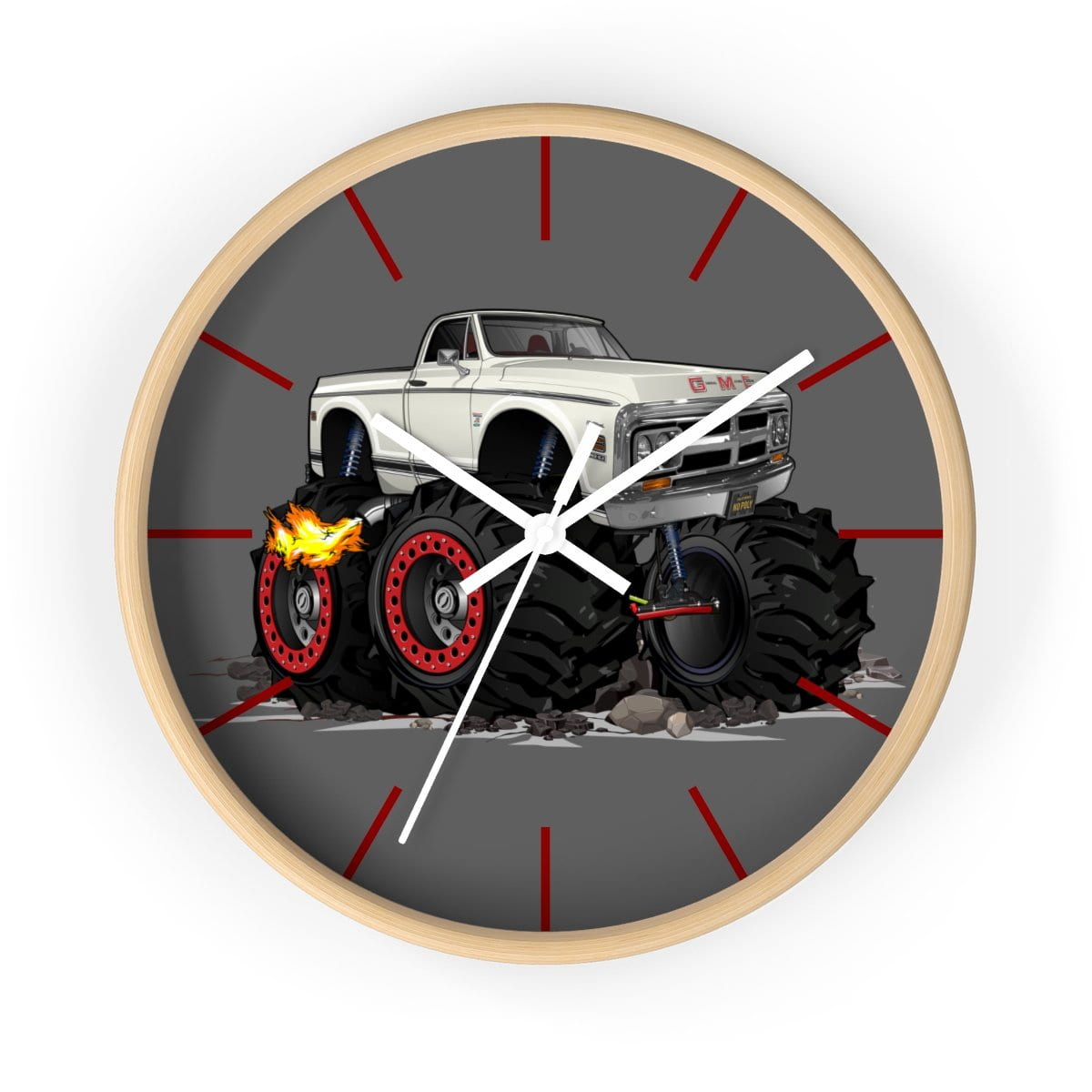 1972 GMC 4x4 Pickup Monster Truck with Rocks Car Art Wall clock