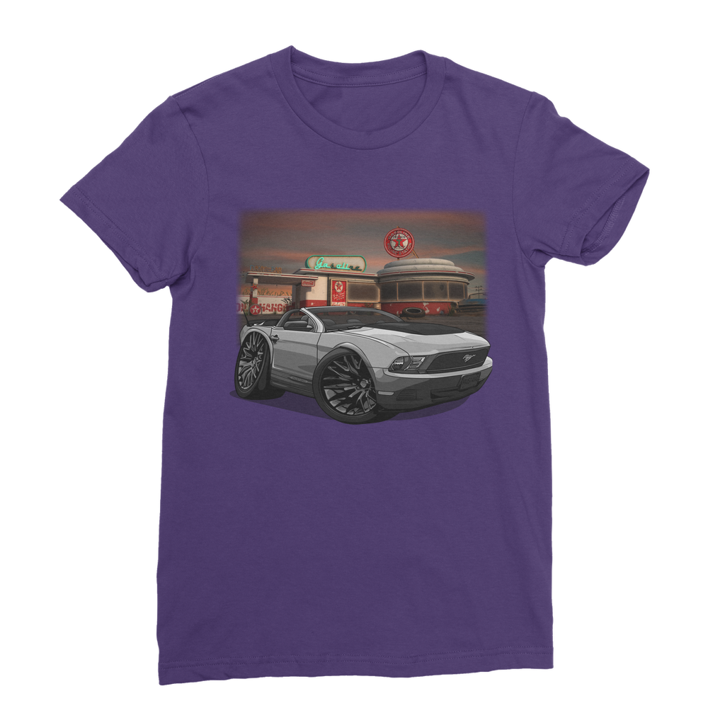 Convertible Mustang Gas Station 2 Premium Jersey Women's T-Shirt