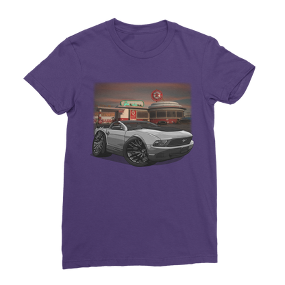 Convertible Mustang Gas Station 2 Premium Jersey Women's T-Shirt