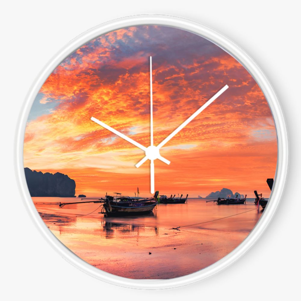 Boat Sunset 10 inch wall clock