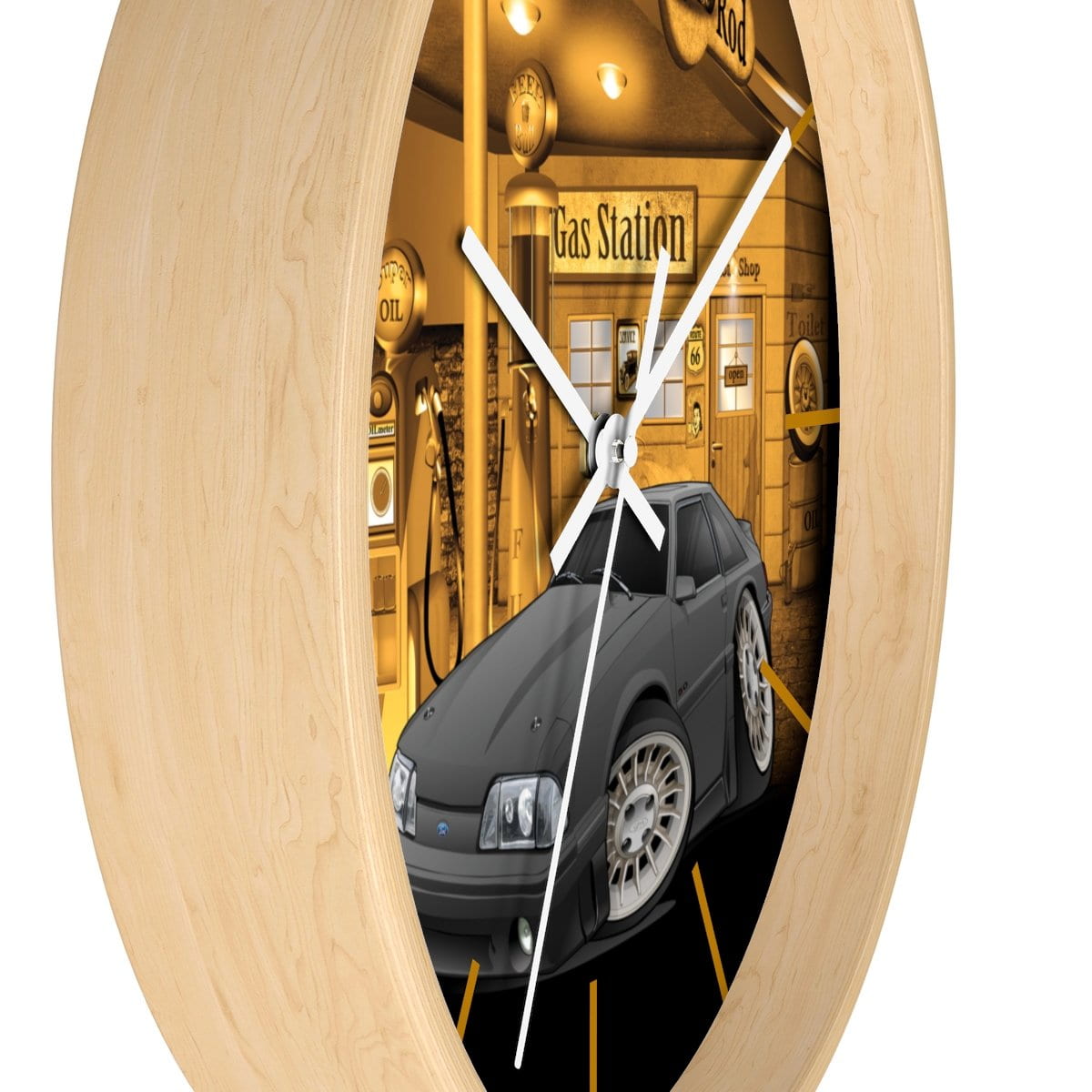 Fox Body Mustang Gas Station 3 Wall clock