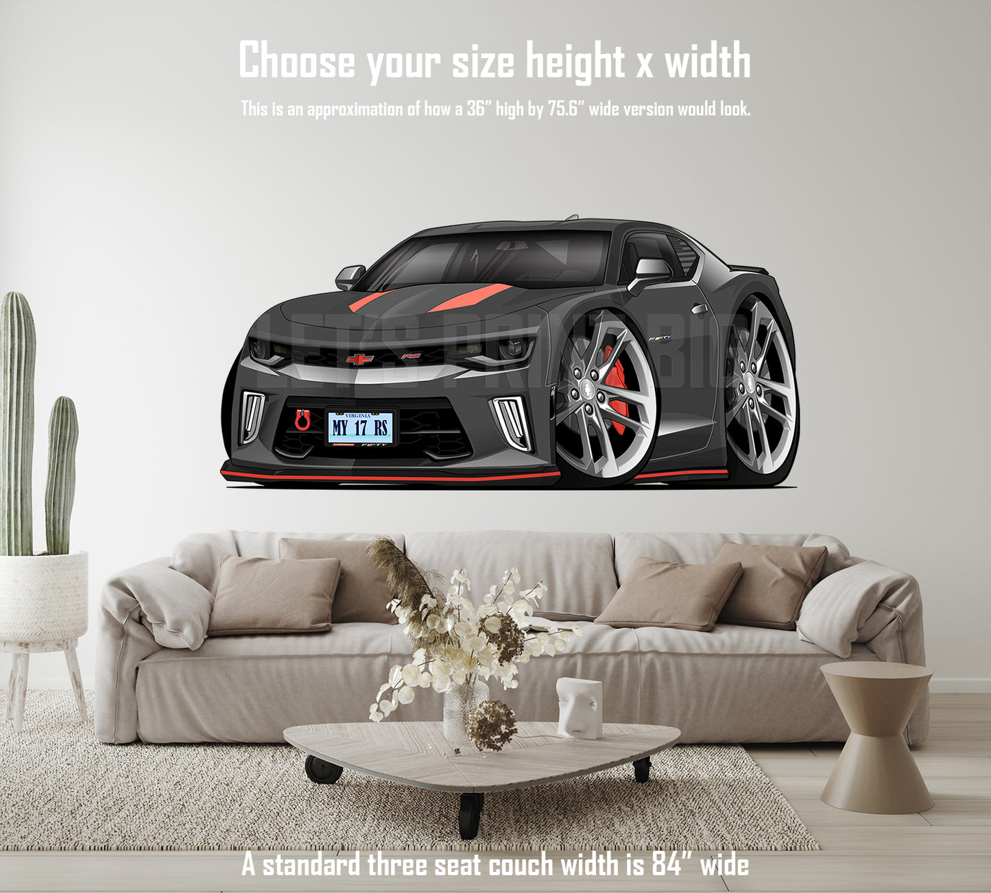 2017 Camaro RS 50th Anniversary Edition Hot Rod Car Art Wall Decal