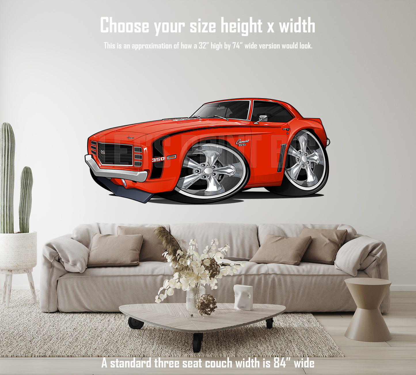 Car Art 1969 Camaro SS Hot Rod Cartoon Wall Decal