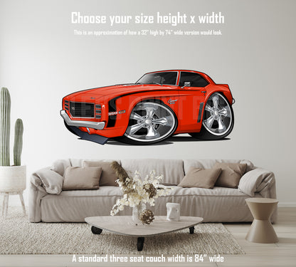 Car Art 1969 Camaro SS Hot Rod Cartoon Wall Decal