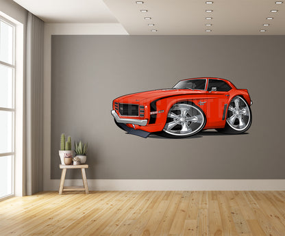 Car Art 1969 Camaro SS Hot Rod Cartoon Wall Decal