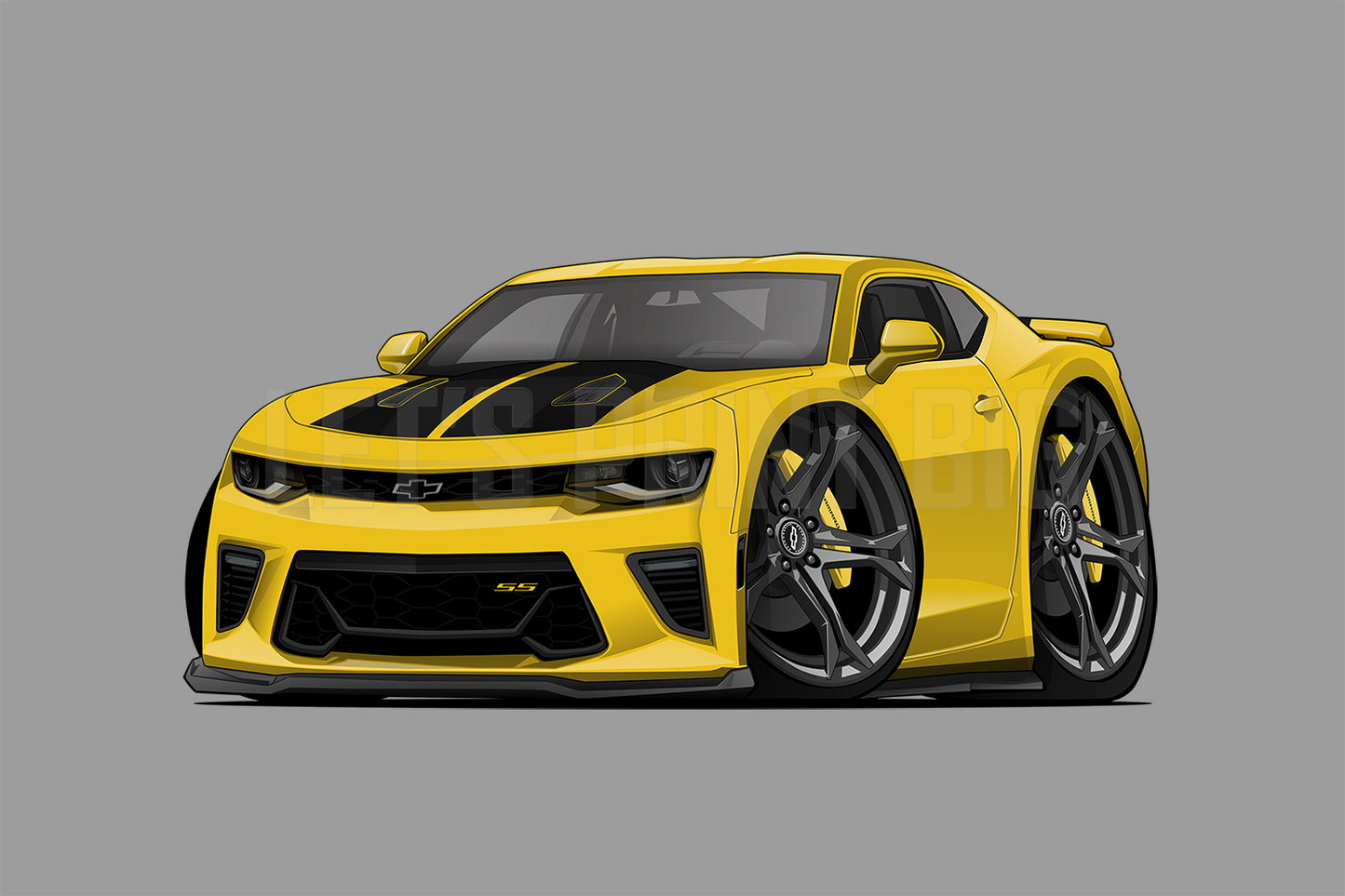 5th Generation Yellow Camaro SS Muscle Car Art Wall Decal