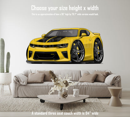 5th Generation Yellow Camaro SS Muscle Car Art Wall Decal