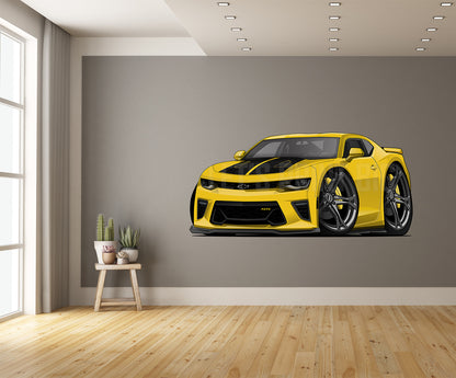 5th Generation Yellow Camaro SS Muscle Car Art Wall Decal