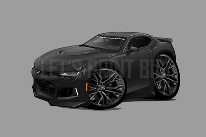 Car Art ZL1 Camaro SS Hot Rod Cartoon Wall Decal