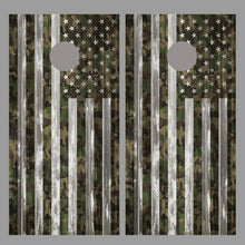 Camouflage American Flag Corn Hole Gray Wood Design Board Wrap