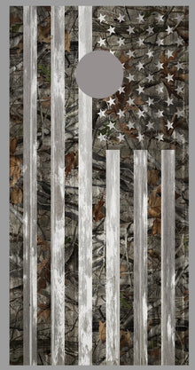 Camouflage B American Flag Corn Hole Gray Wood Design Board Wrap