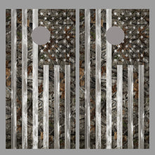 Camouflage B American Flag Corn Hole Gray Wood Design Board Wrap