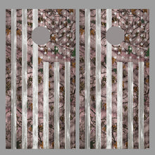 Pink Camouflage American Flag Corn Hole Gray Wood Design Board Wrap