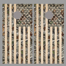 Camouflage American Flag Corn Hole Light Wood Design Board Wrap