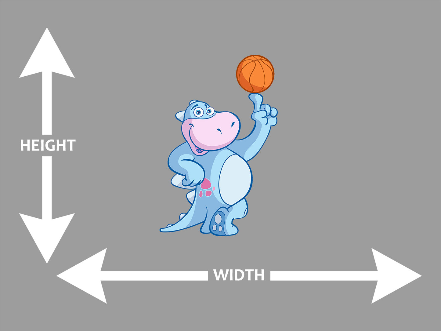 Cartoon Dino Playing Basketball Wall Art Decal