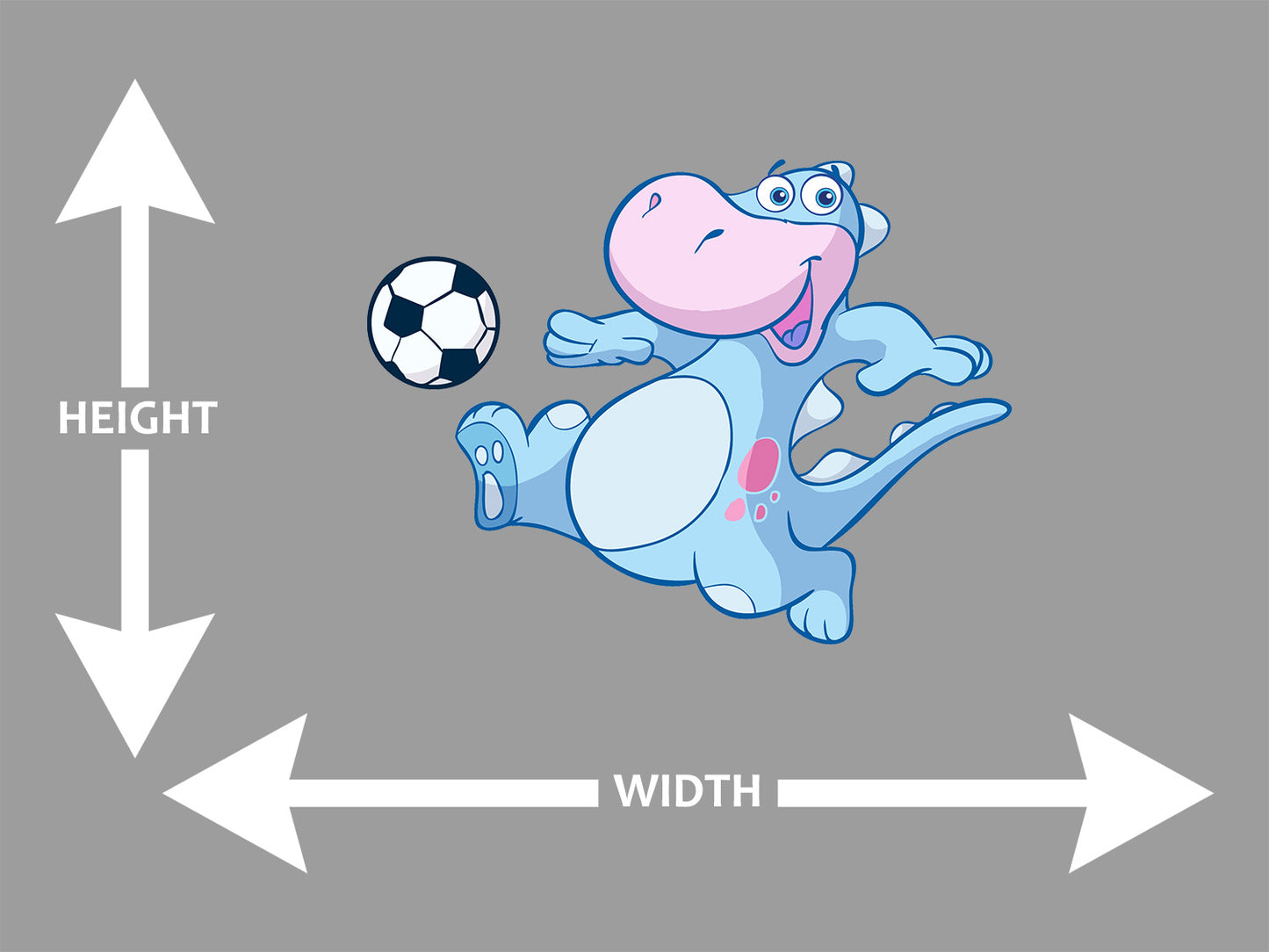 Cartoon Dino Playing Soccer Wall Art Decal