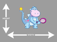 Cartoon Dino Playing Tennis Wall Art Decal