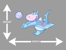 Cartoon Dino Playing Volleyball Wall Art Decal