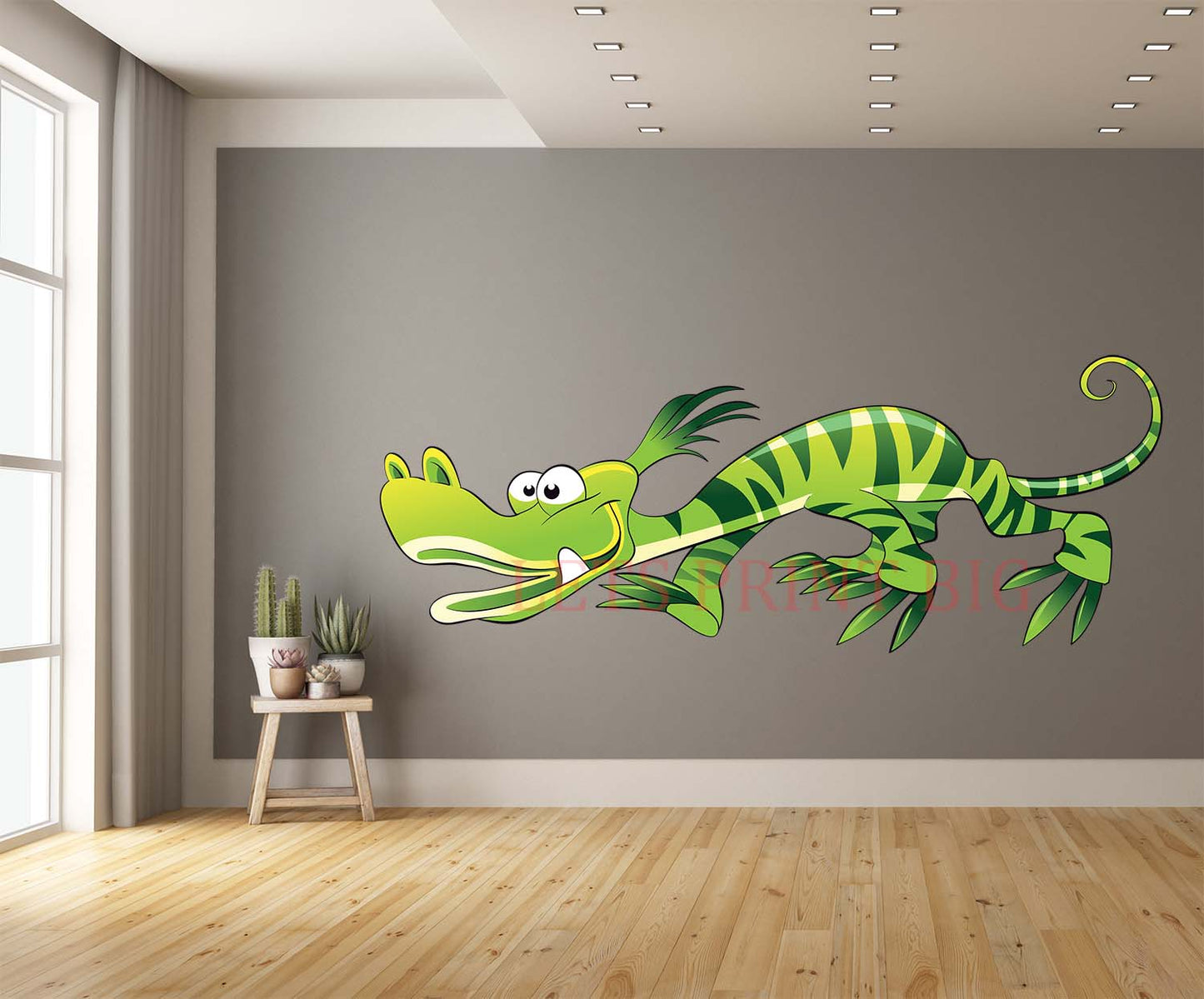 Cartoon Green Dino Wall Art Decal