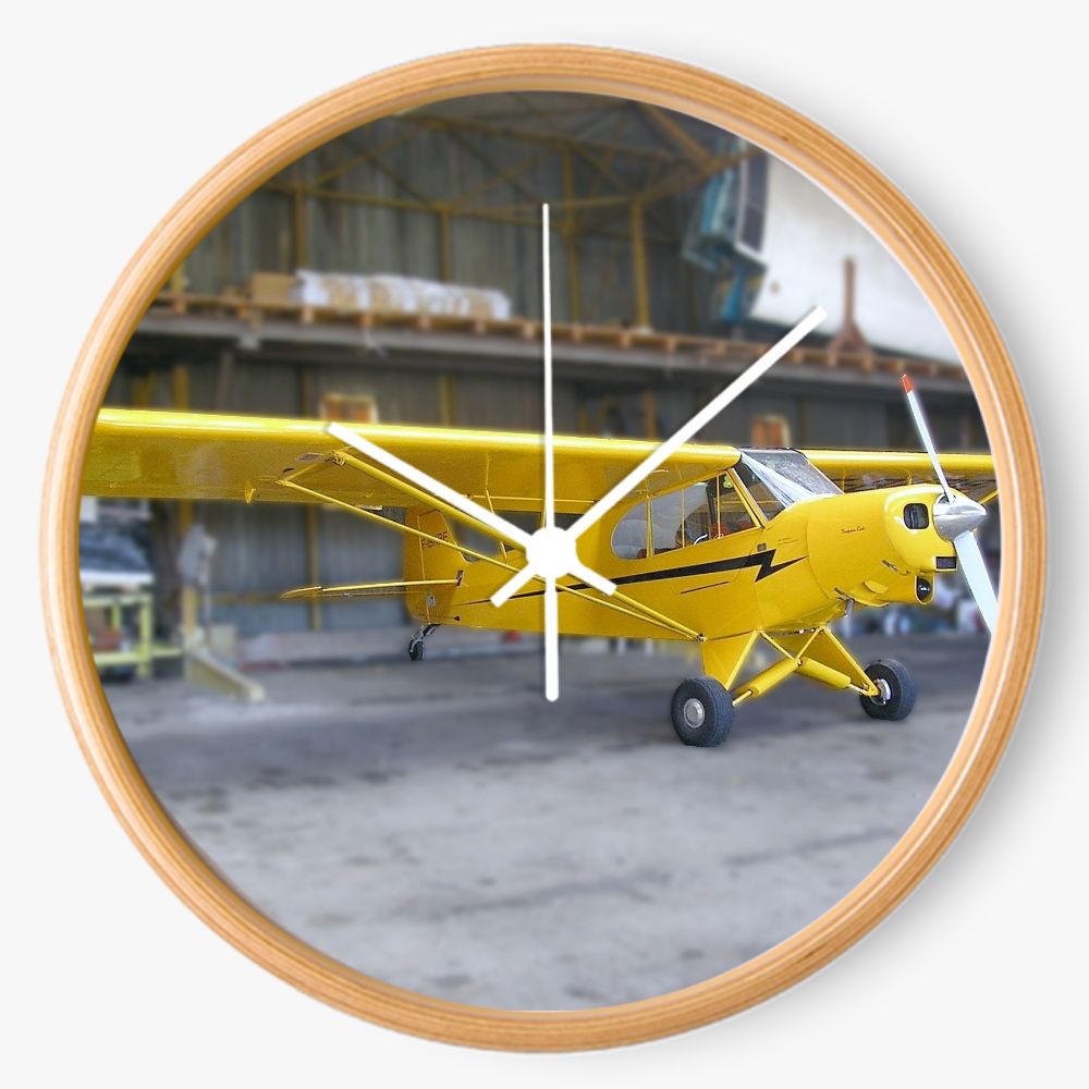 Yellow Piper Cub 10 inch wall clock