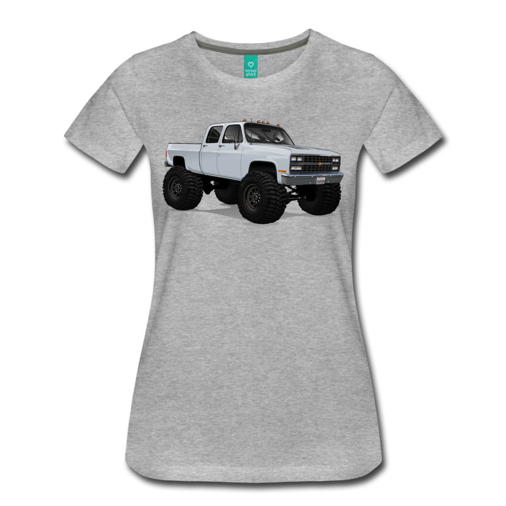 White Chevrolet 4x4 Crew Cab Pickup Truck Women’s Premium T-Shirt - heather gray