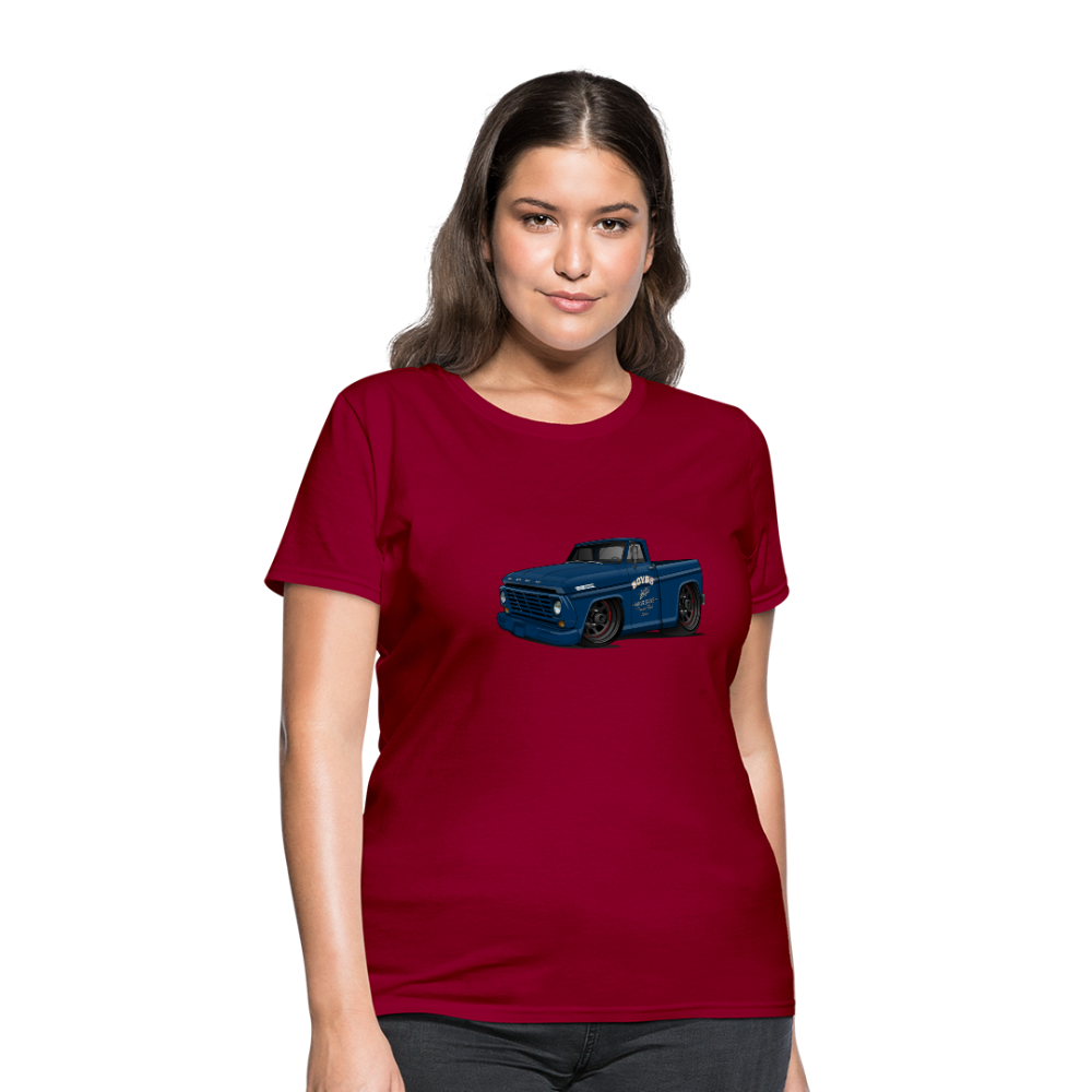 1967 Blue Ford F-100 Women's T-Shirt - dark red