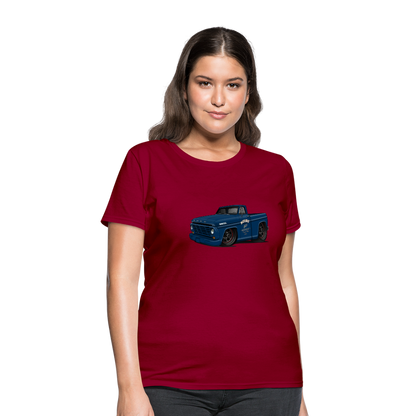 1967 Blue Ford F-100 Women's T-Shirt - dark red