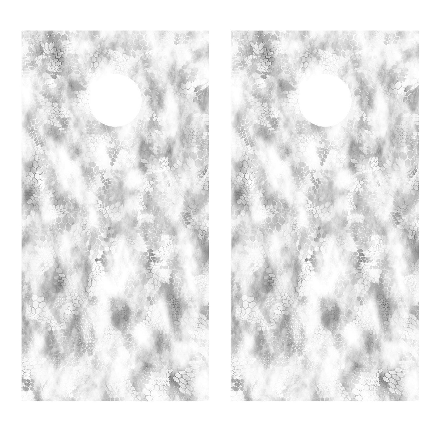 Chameleon Camo Snow Design Cornhole Decal Wrap