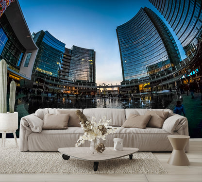 Birdseye City Scene Custom Designed Wallpaper