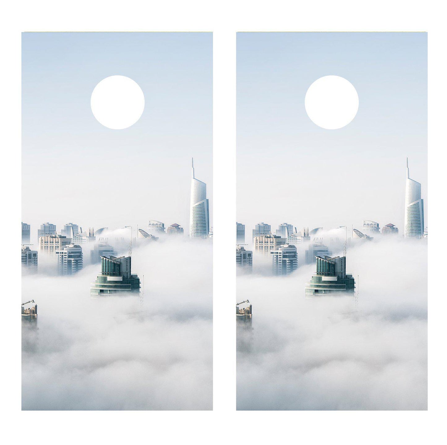 City Fog Landscape Cornhole Board Decal Decals Bean Bag Toss