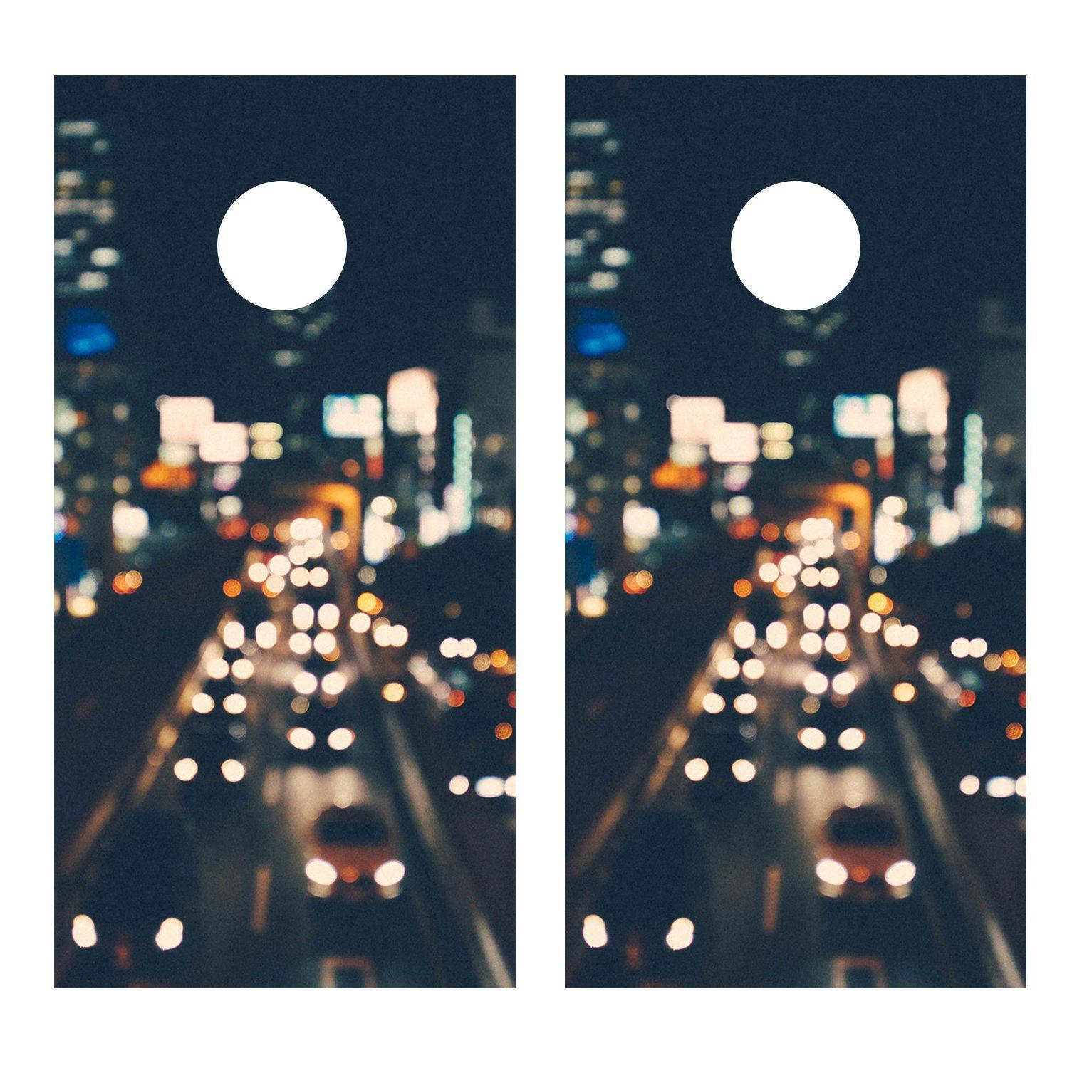 City Lights Landscape Cornhole Board Decal Decals Bean Bag Toss