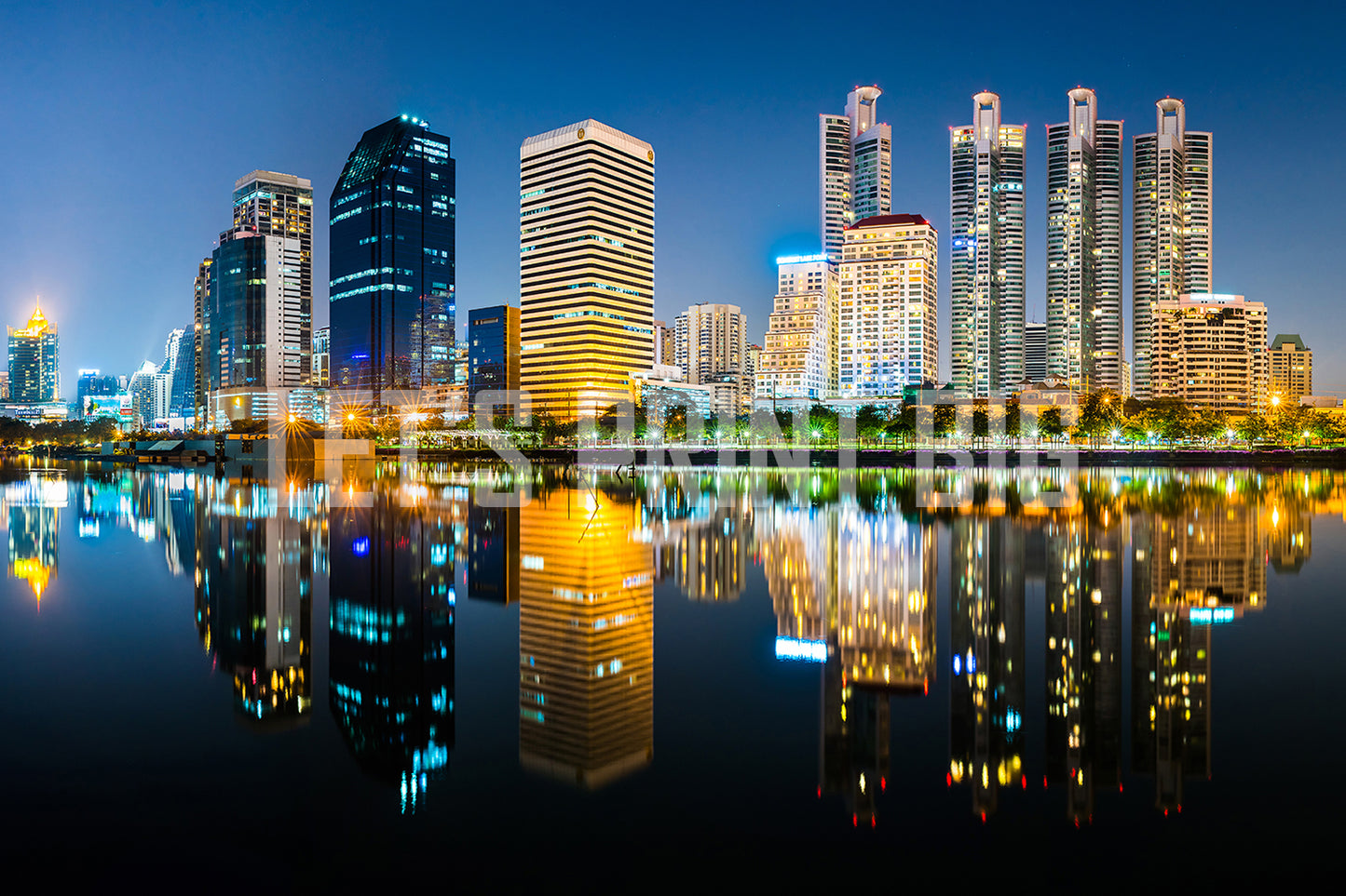 City Skyline Wallpapers at Night Scene Custom Designed Mural