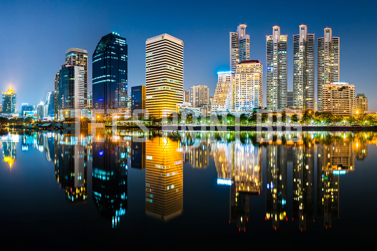 City Skyline Wallpapers at Night Scene Custom Designed Mural