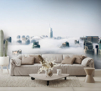 City in Fog Custom Designed Wallpaper