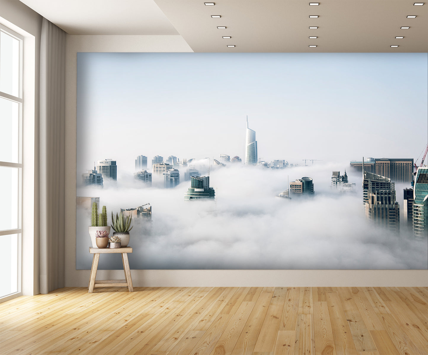 City in Fog Custom Designed Wallpaper