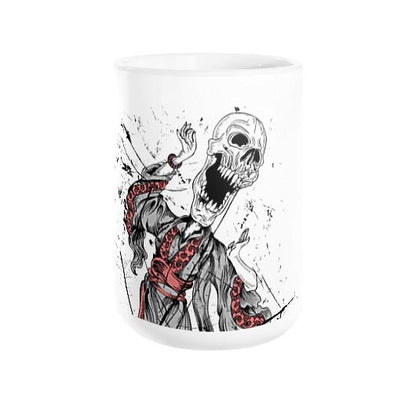 Crazy Laughing Skull Halloween Coffee Mug - Let's Print Big