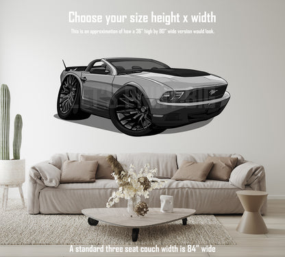 Car Art Convertible Mustang Cartoon Wall Decal