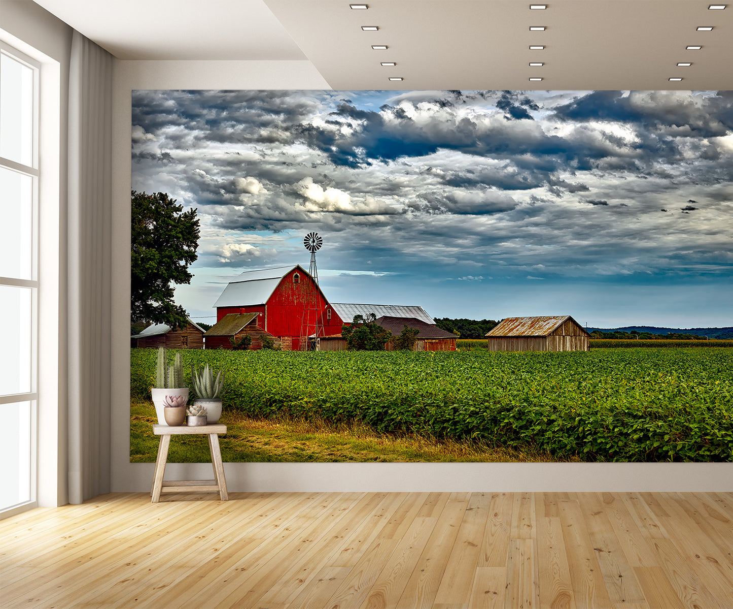 Farm Country Scene Custom Designed Wallpaper