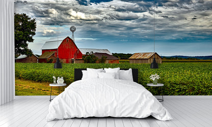 Farm Country Scene Custom Designed Wallpaper