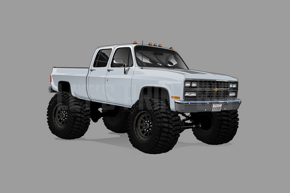 White 4x4 Crew Cab Pickup Truck Car Art Wall Decal