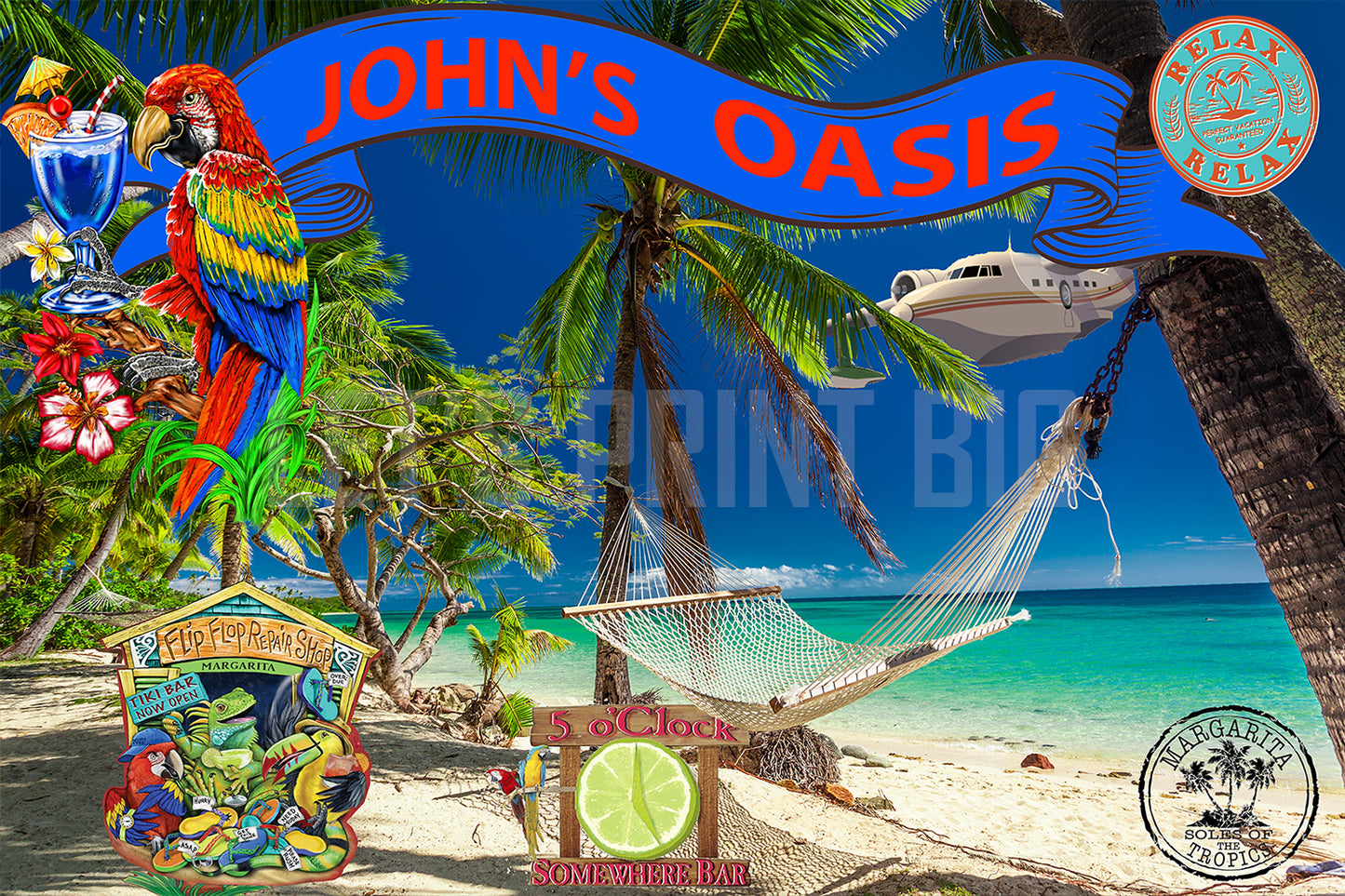 Oasis Mural Choose name for banner Wallpaper