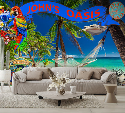 Oasis Mural Choose name for banner Wallpaper