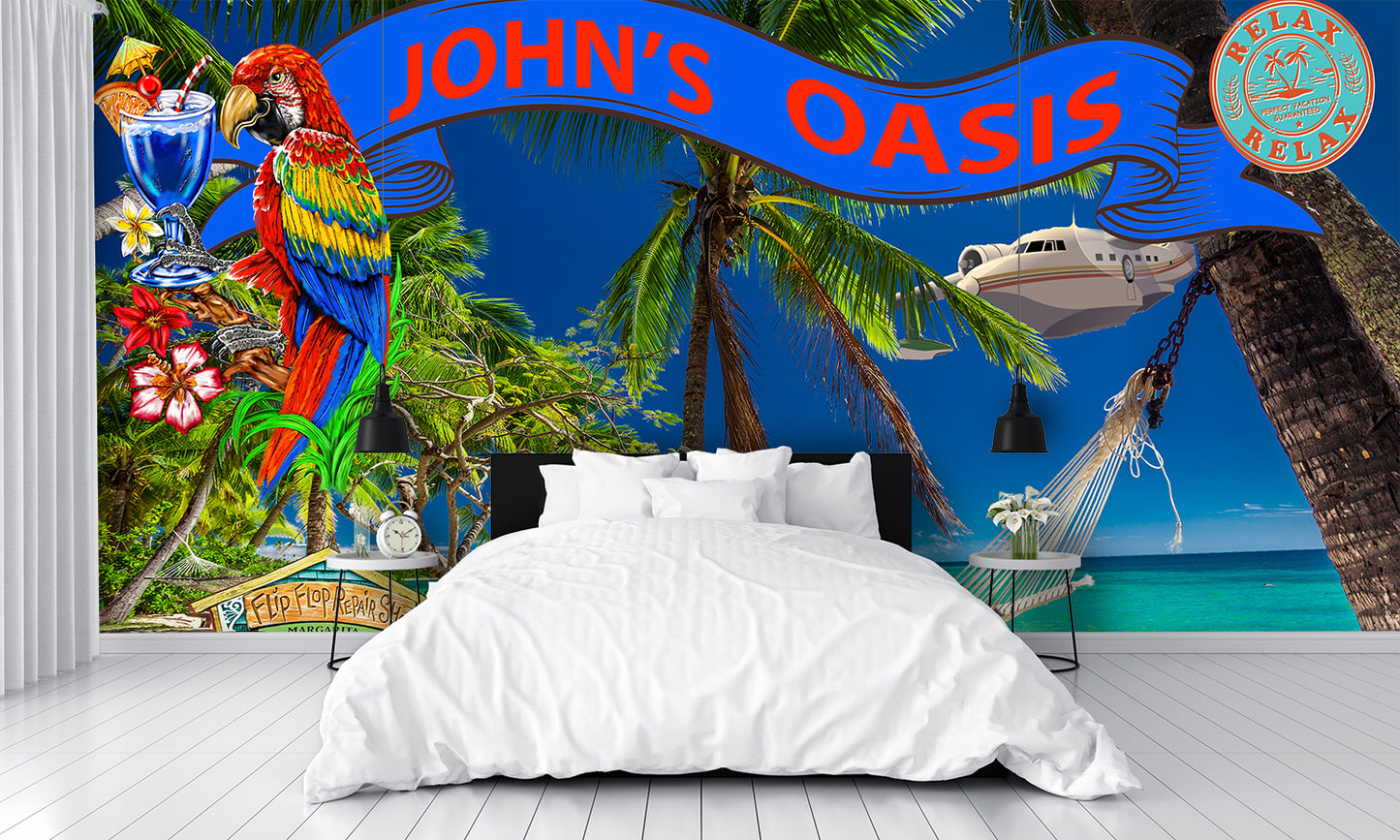 Oasis Mural Choose name for banner Wallpaper