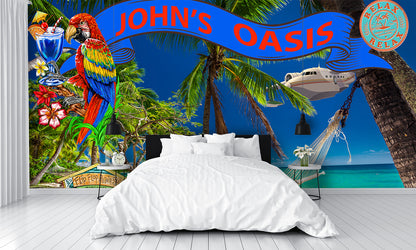 Oasis Mural Choose name for banner Wallpaper